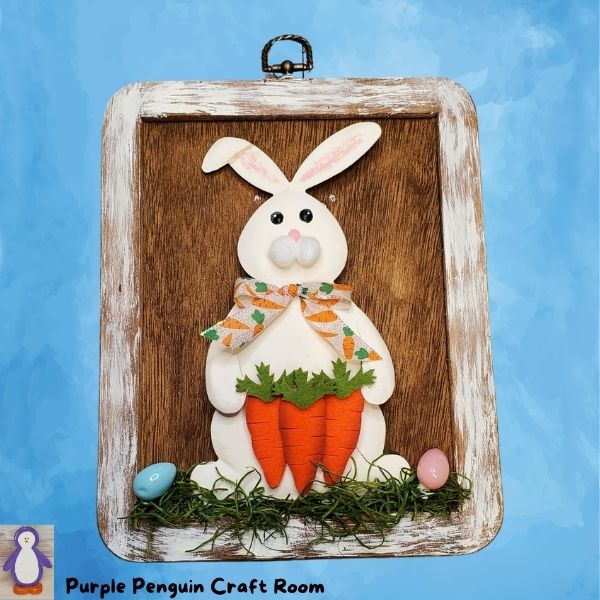 Rustic Metal Easter Bunny Wall Decor with Felt Carrots – Farmhouse Spring Wall Hanging