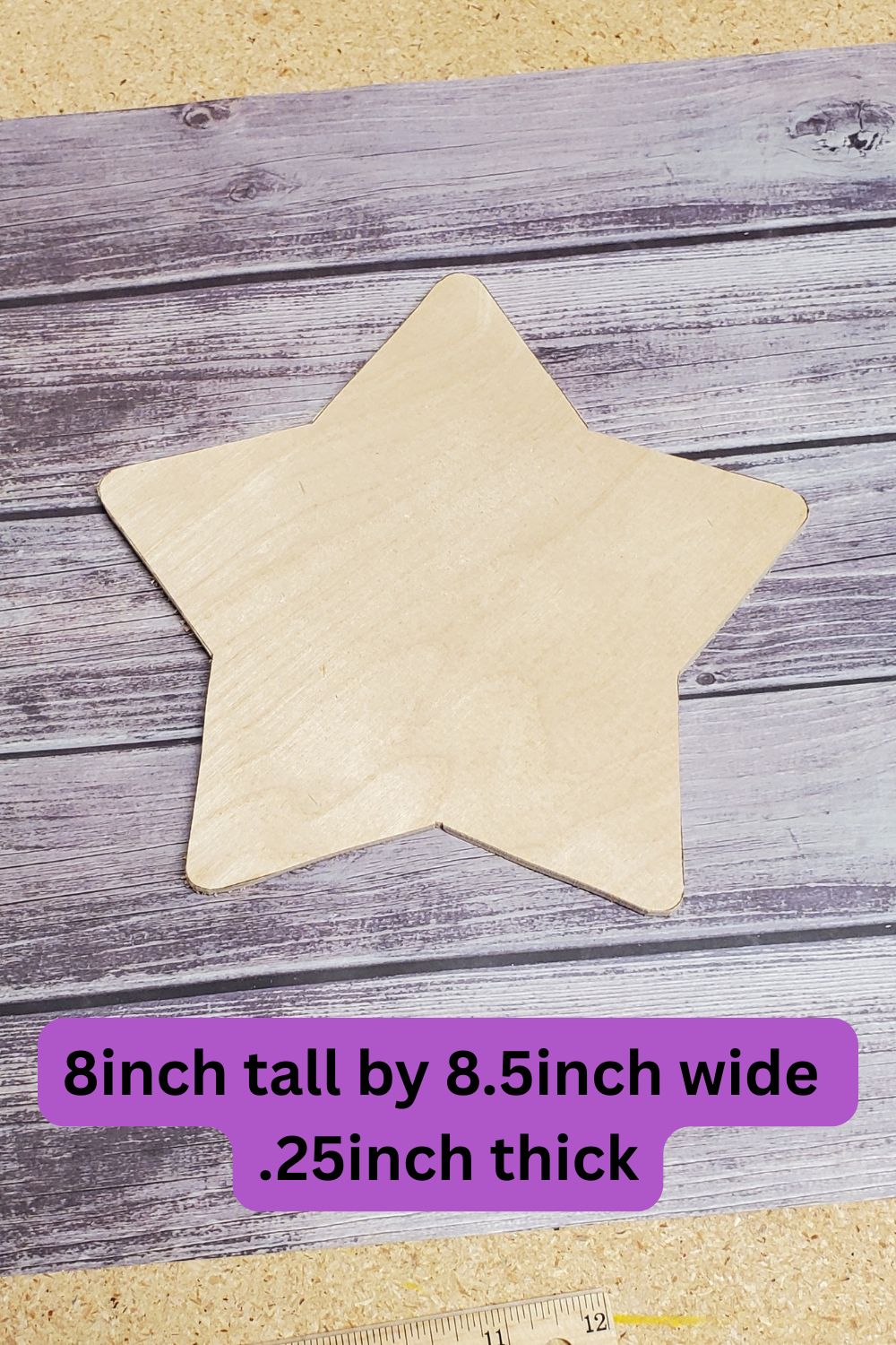 Rustic Hand-Cut Wooden Star – 8" x 8.5" x 0.25"