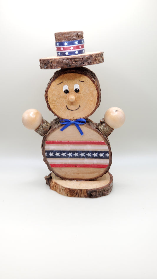 Wood round 4th of July guy