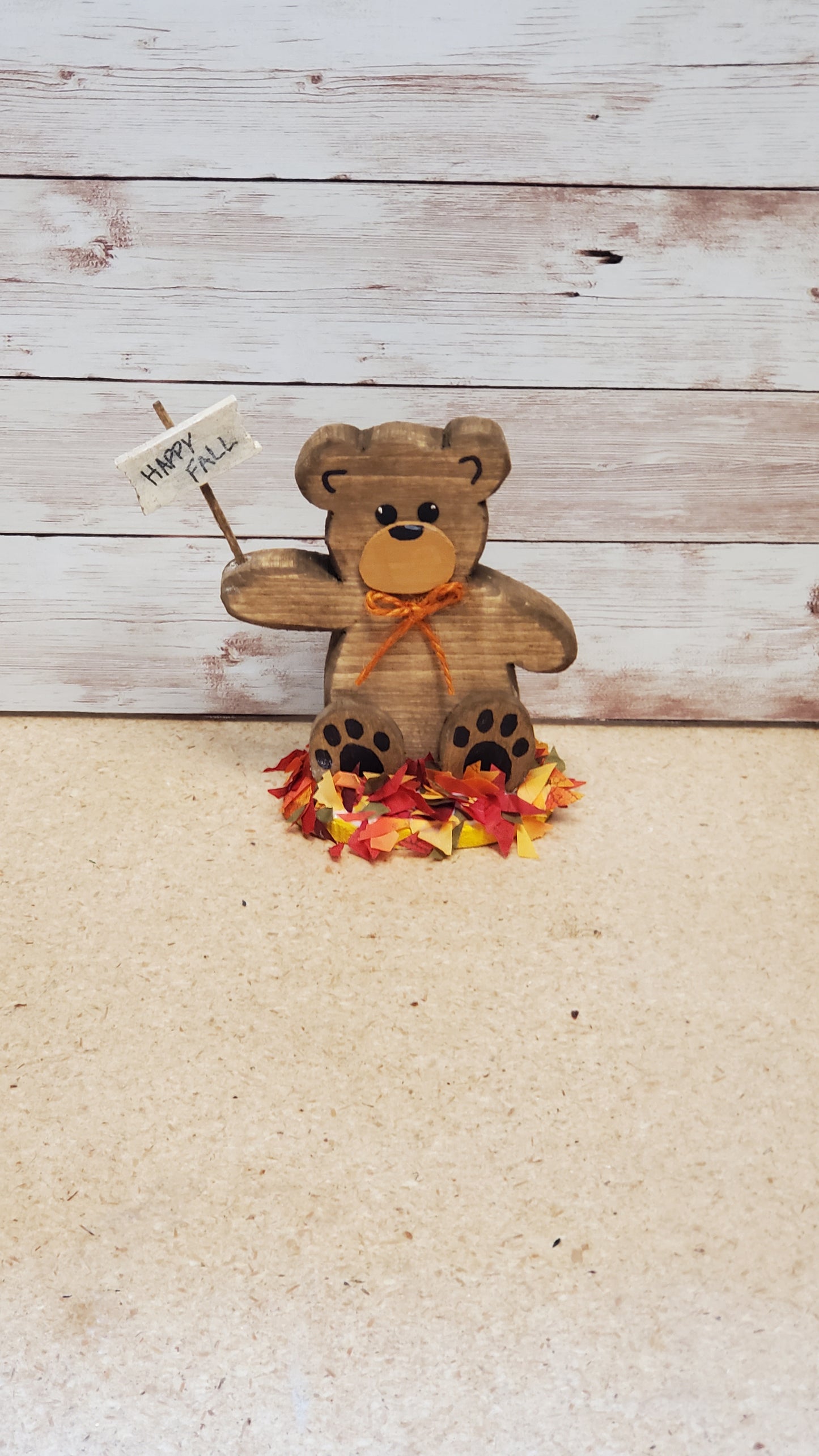 Rustic Fall Bear Shelf Sitter