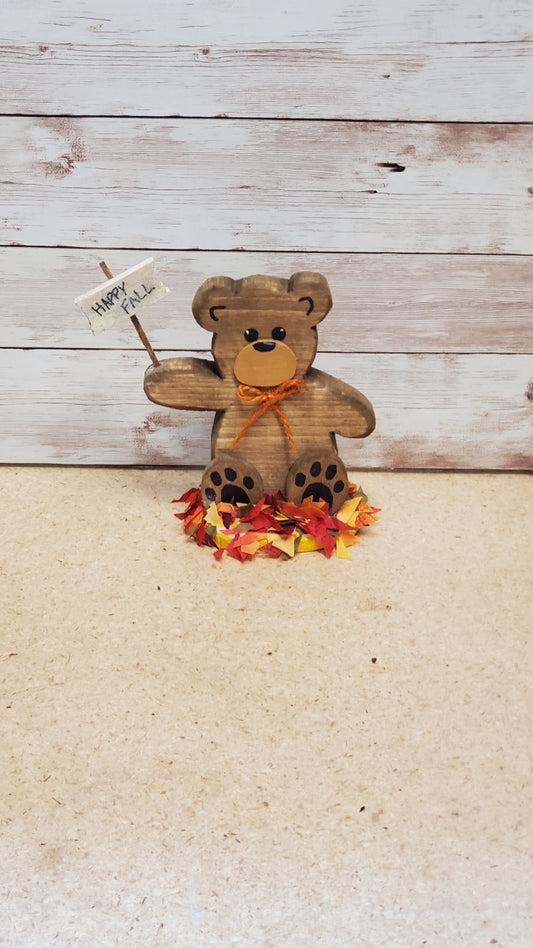 Rustic Fall Bear Shelf Sitter