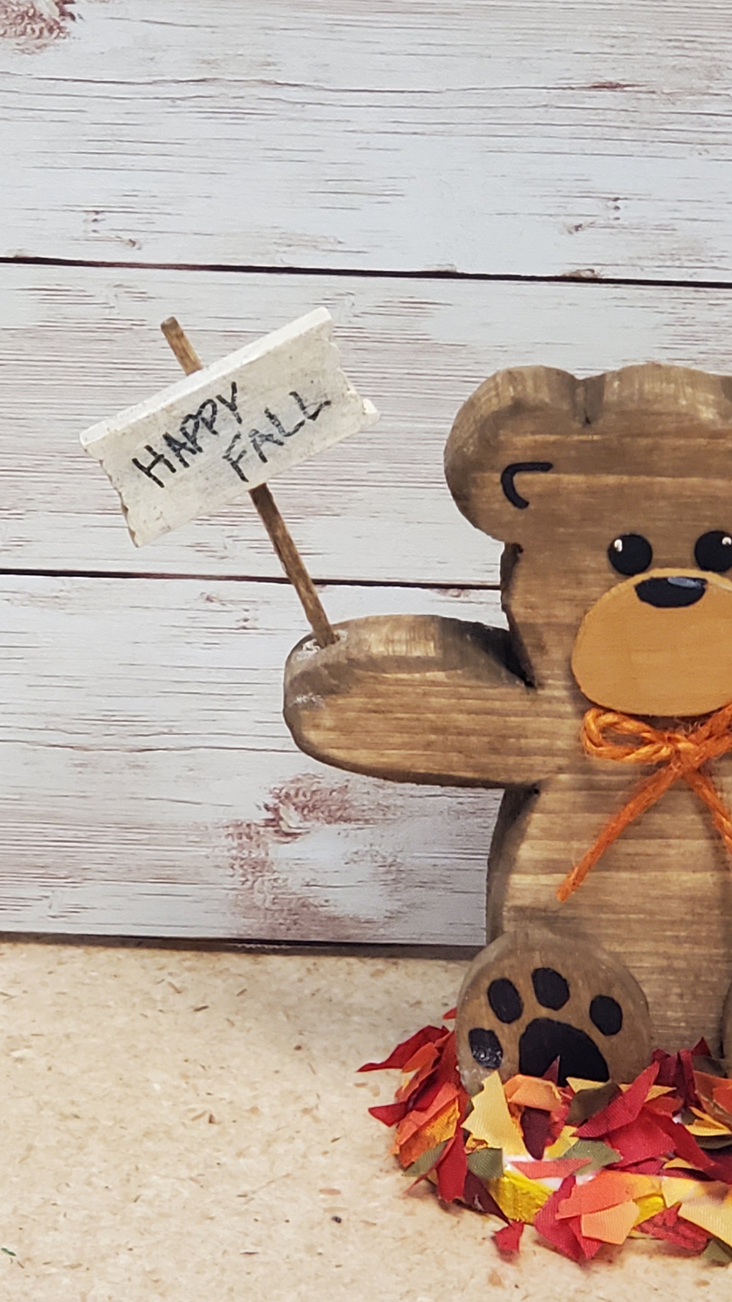 Rustic Fall Bear Shelf Sitter