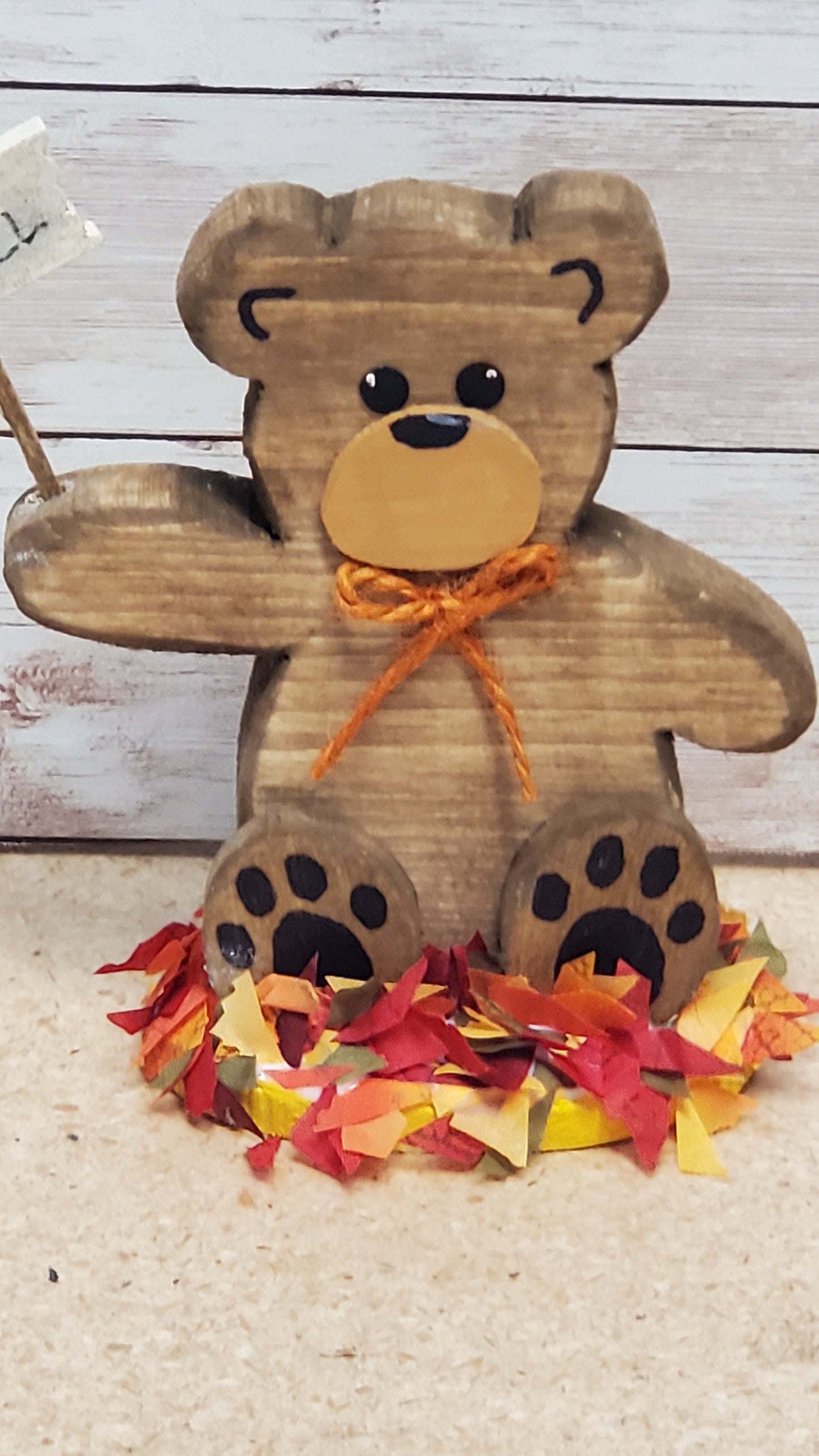 Rustic Fall Bear Shelf Sitter