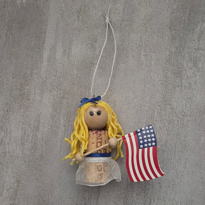 4th of July Woman Cork Ornament
