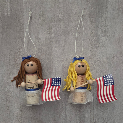 4th of July Woman Cork Ornament
