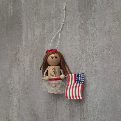 4th of July Woman Cork Ornament