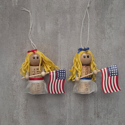 4th of July Woman Cork Ornament
