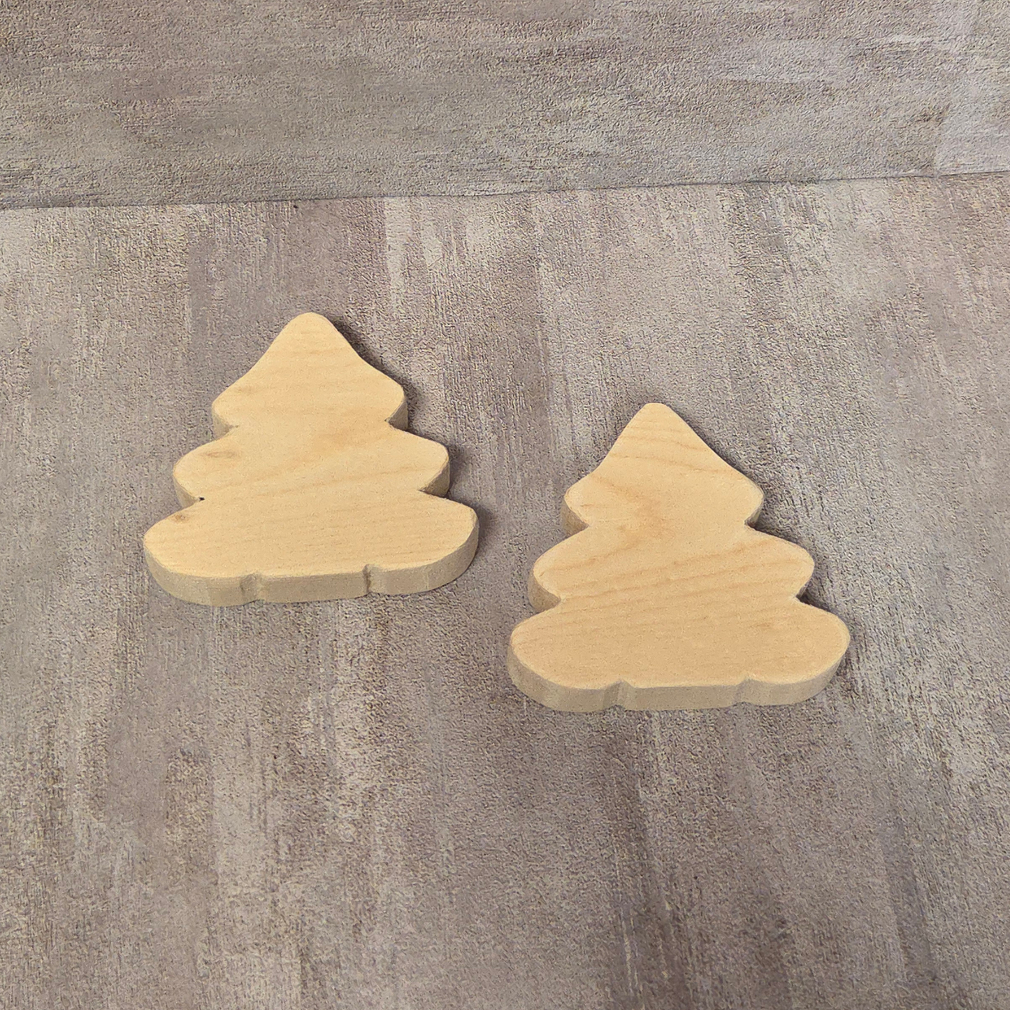Set of 2 Unfinished Wood Tree Cutouts | Hand Cut DIY Craft Blanks
