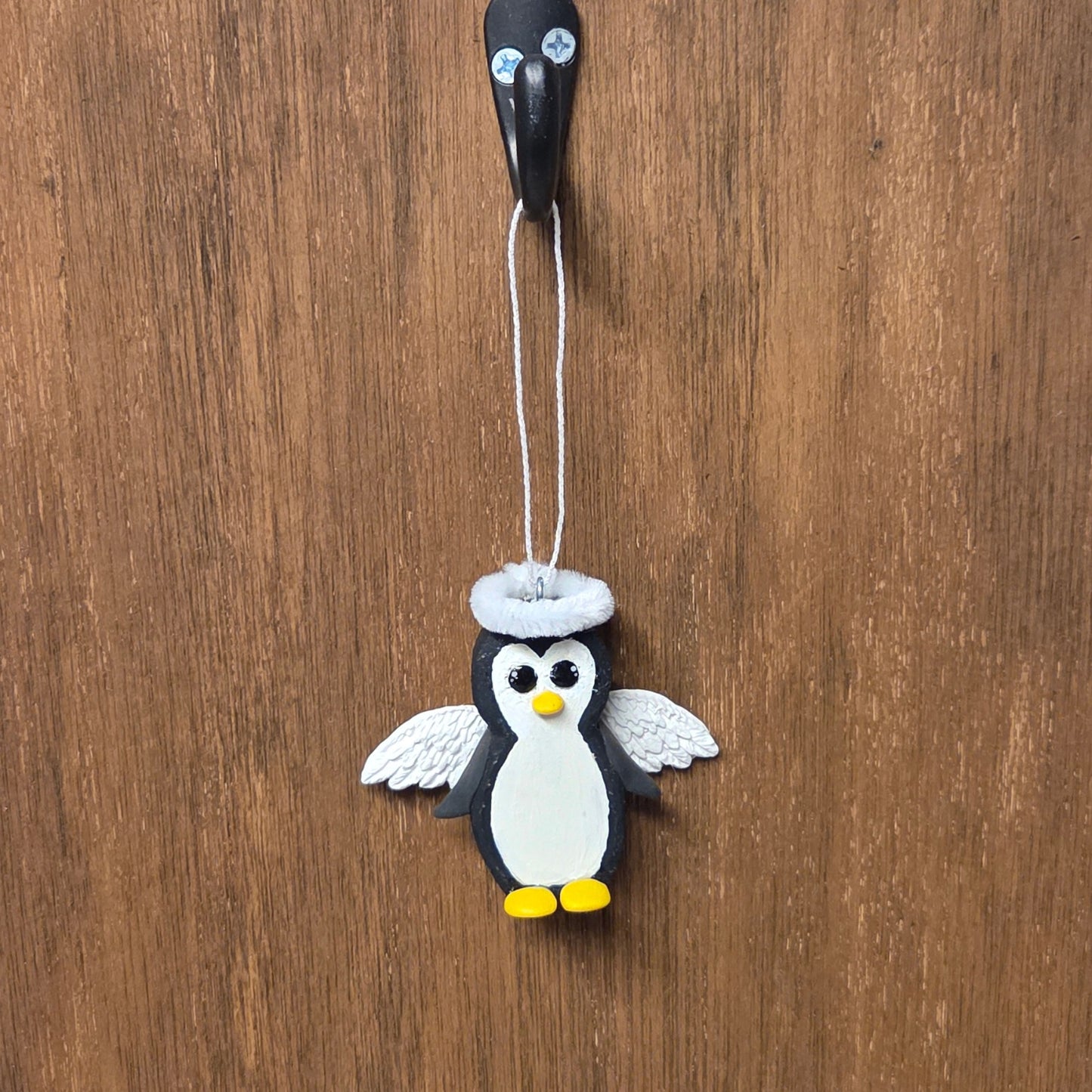 Hand-Cut Wood Angel Penguin
