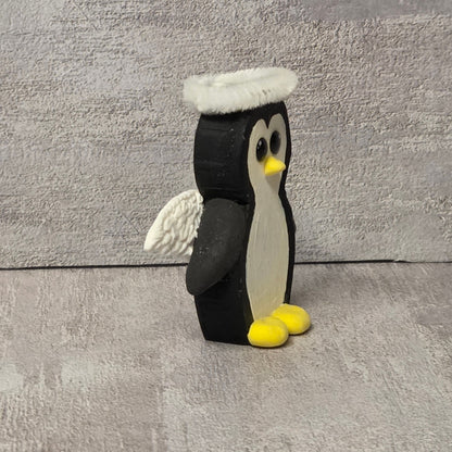 Hand-Cut Wood Angel Penguin
