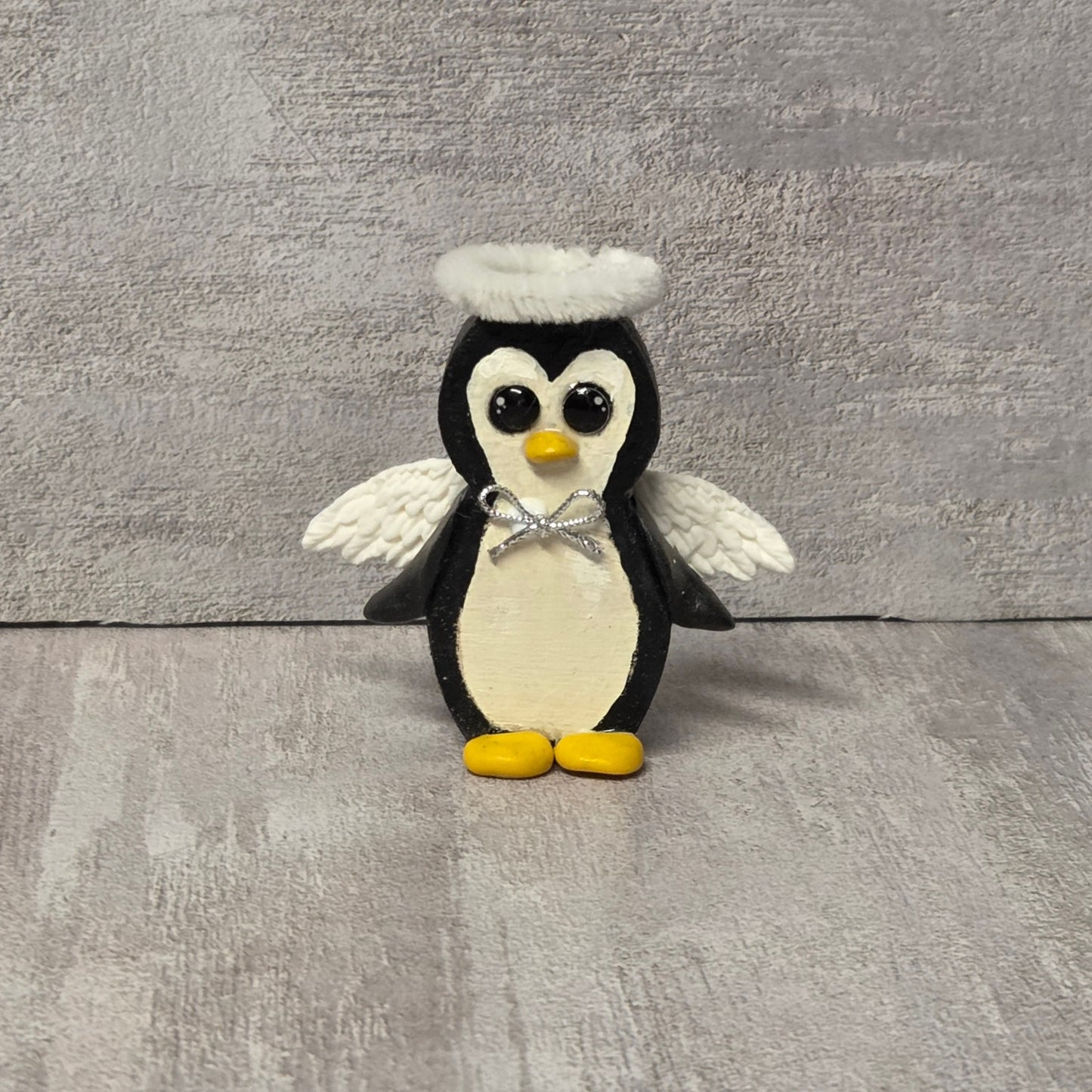 Hand-Cut Wood Angel Penguin