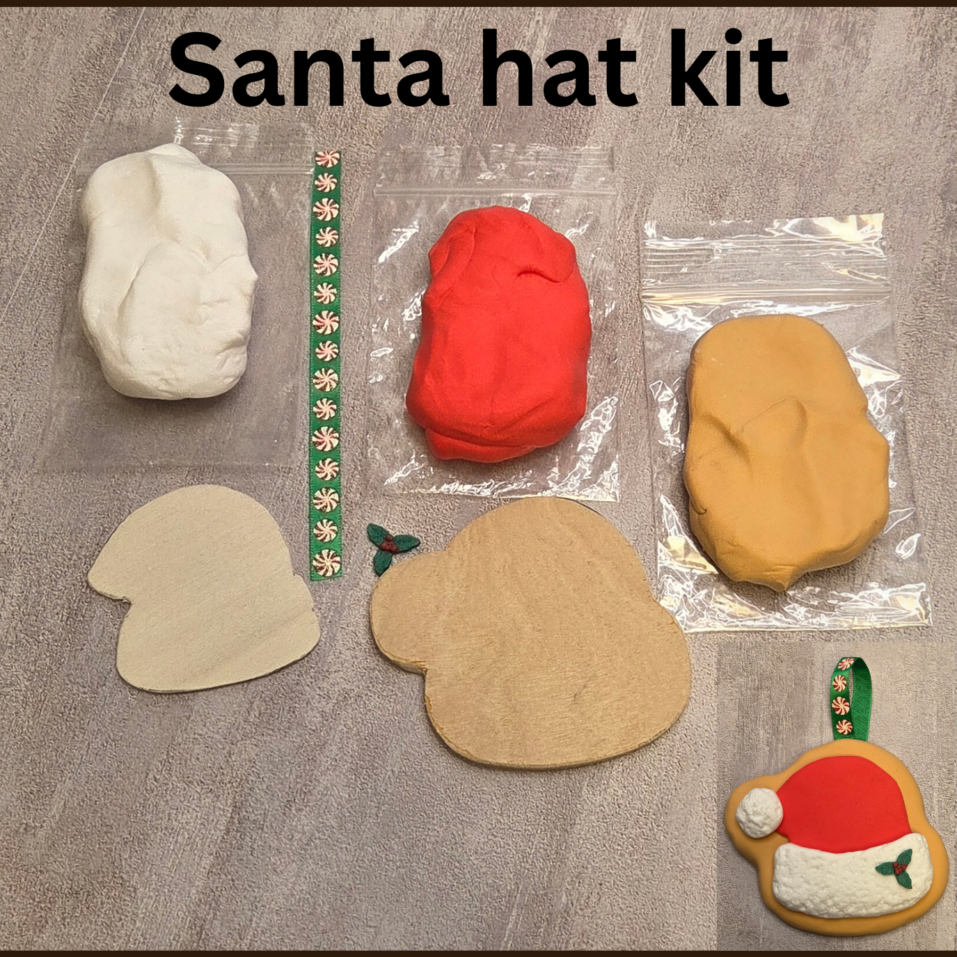Santa hat cookie clay kit