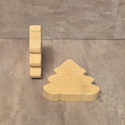 Set of 2 Unfinished Wood Tree Cutouts | Hand Cut DIY Craft Blanks