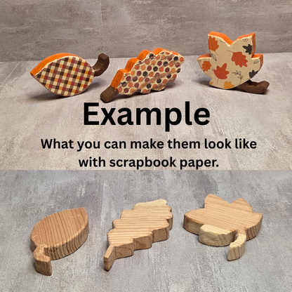 Unfinished Wood Leaves Set of 3