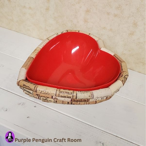 Handmade Large Heart Cork Bowl – Rustic Valentine Home Decor