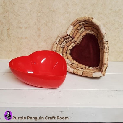 Handmade Large Heart Cork Bowl – Rustic Valentine Home Decor