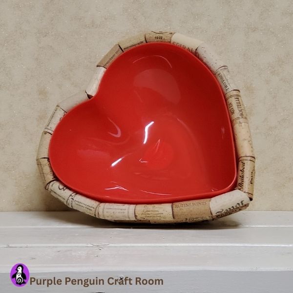 Handmade Large Heart Cork Bowl – Rustic Valentine Home Decor