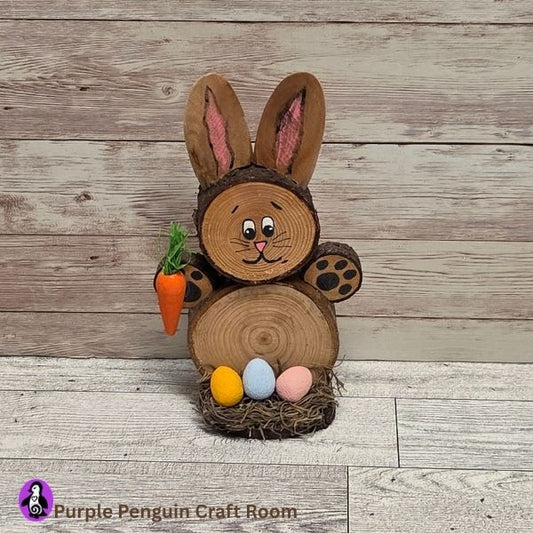 Rustic Wood Round Bunny Decor