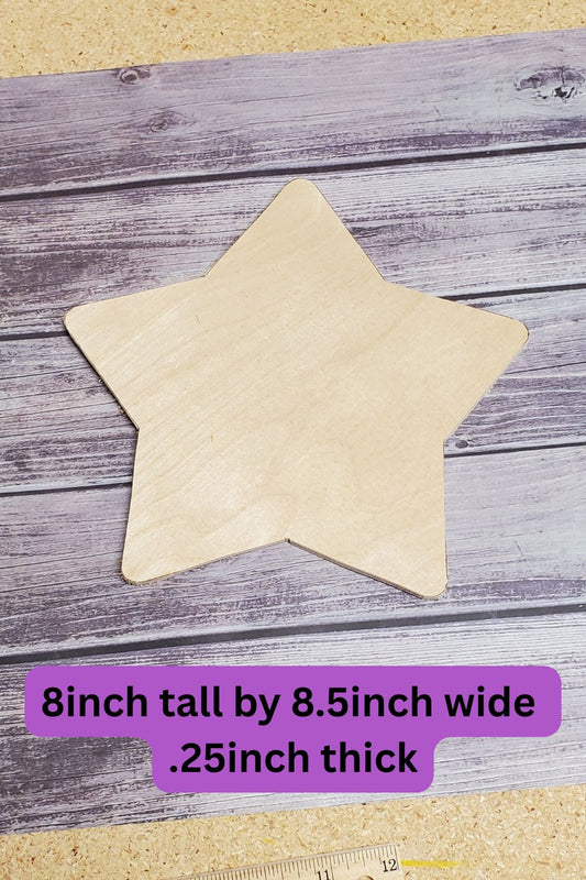 Rustic Hand-Cut Wooden Star – 8" x 8.5" x 0.25"